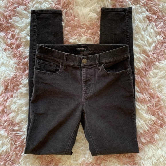 Express Mid Rise Gray Corduroy Leggings - Picture 4 of 12